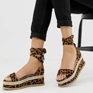 BNWT RAID Elva leopard flatform espadrille sandals Size 9.5